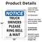 Signmission Truck Drivers Please Ring Bell And Wait OSHA Notice Sign, Plastic, 10in W x 14in L, 2PK OS-2PACK-NS-P-1014-V-16766 - alternate 2